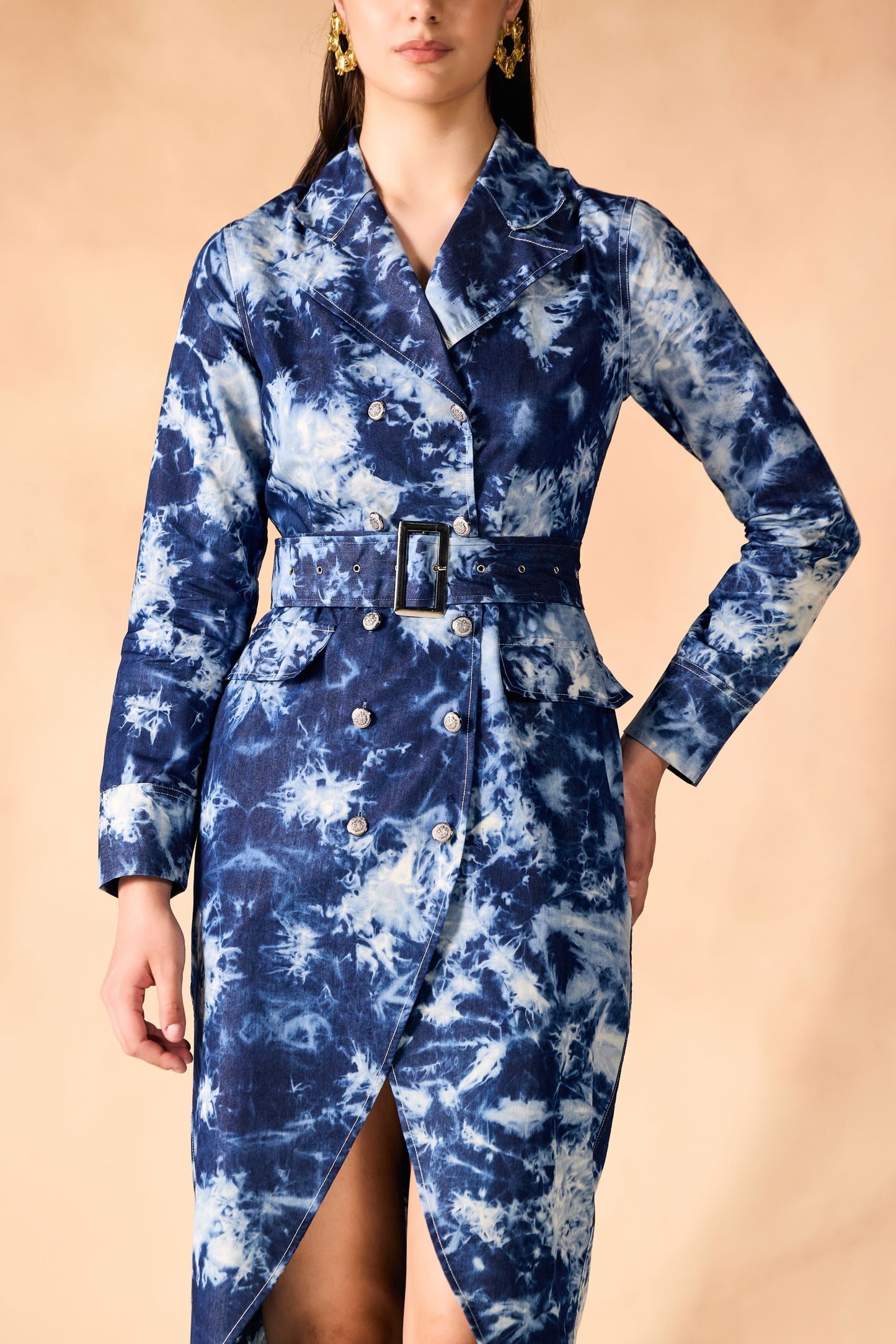 Tie and Dye Chambray Blazer Dress