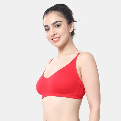 Red t shirt bra Envie non wired non padded full coverage seamless bra invisible under clothes daily wear