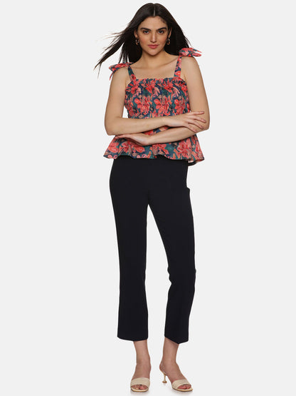 Buy Multicolor Tie-Up Peplum Top For Women