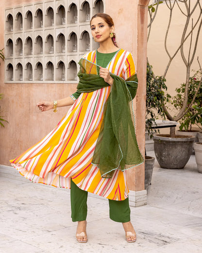 Mustard Striped Suit Set