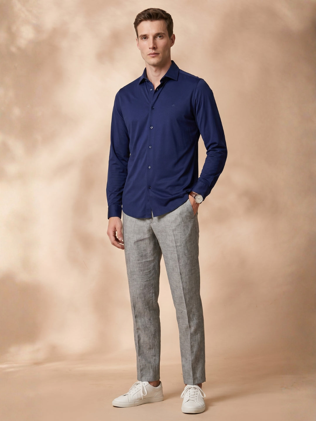 Slim Fit Navy Blue Solid Formal Shirt for Men (TOMNV)