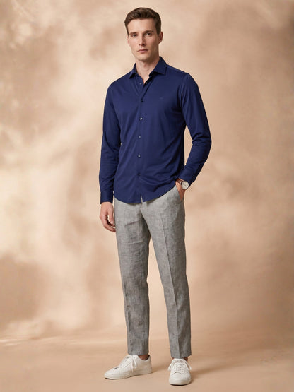 Slim Fit Navy Blue Solid Formal Shirt for Men (TOMNV)
