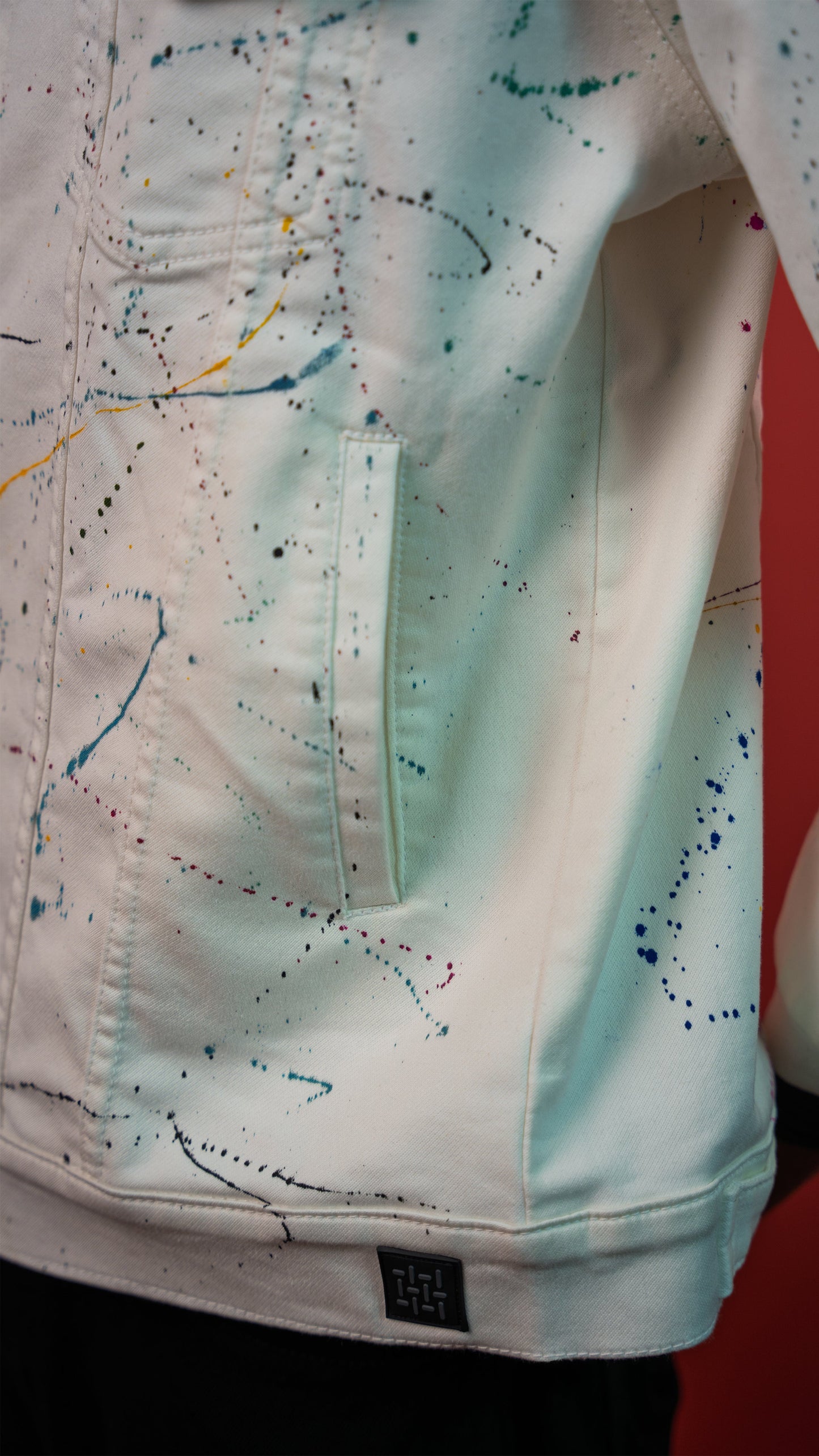 White Painted Denim Men'S Jacket Rustlines