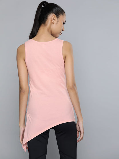 Alcis Women Pink Brand Logo Printed Tank T-Shirt