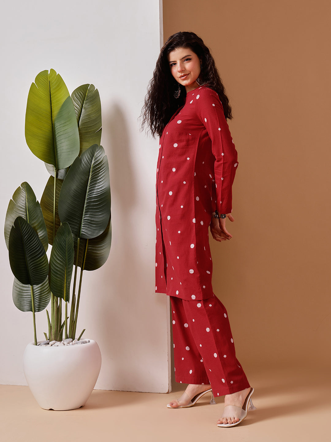 Barara Women’s Red Polka Dot Kurta Set