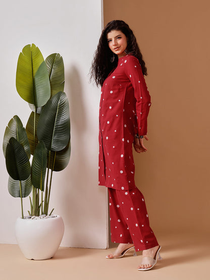 Barara Women’s Red Polka Dot Kurta Set