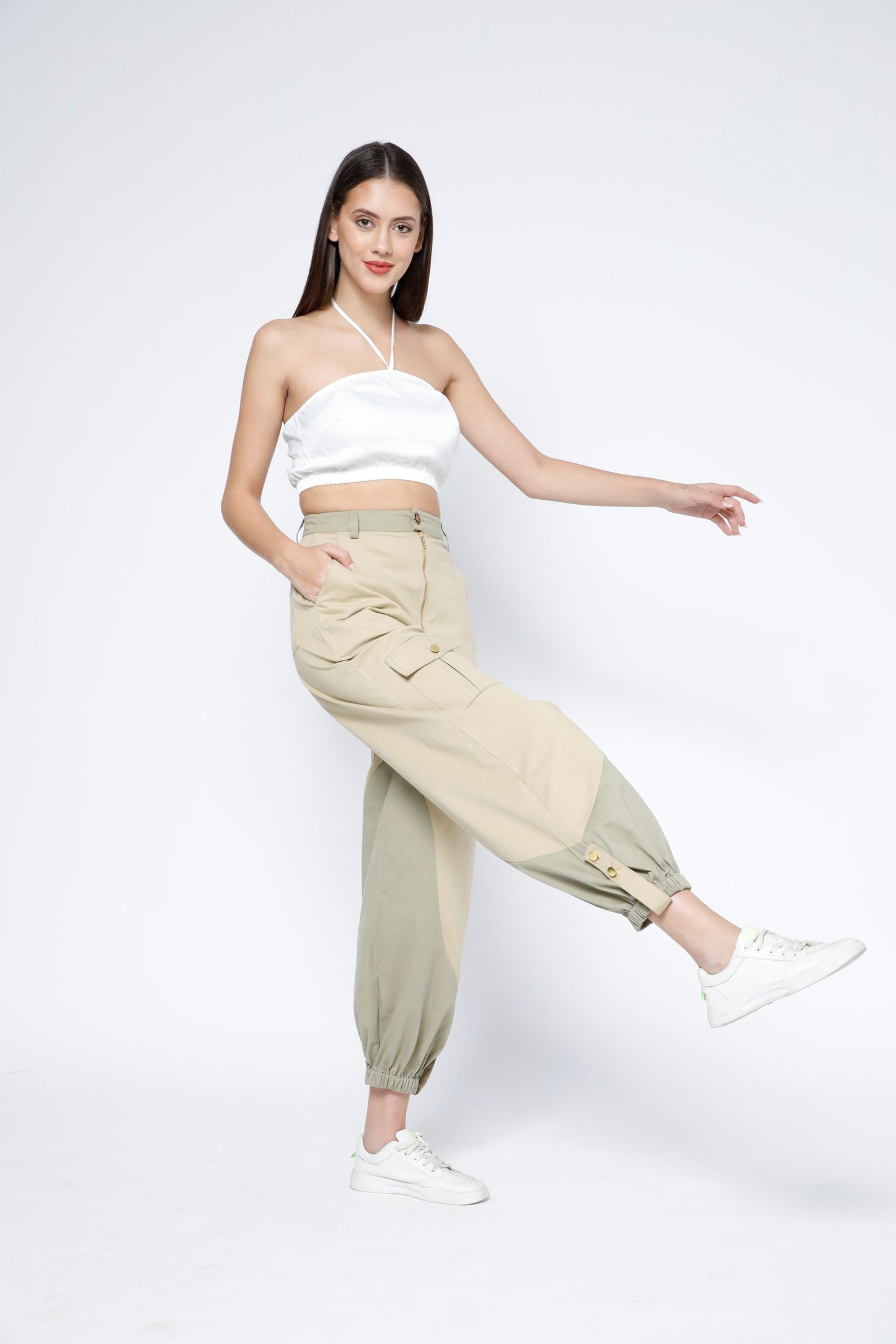 Elastic Hem Two-Tone Cargo Joggers
