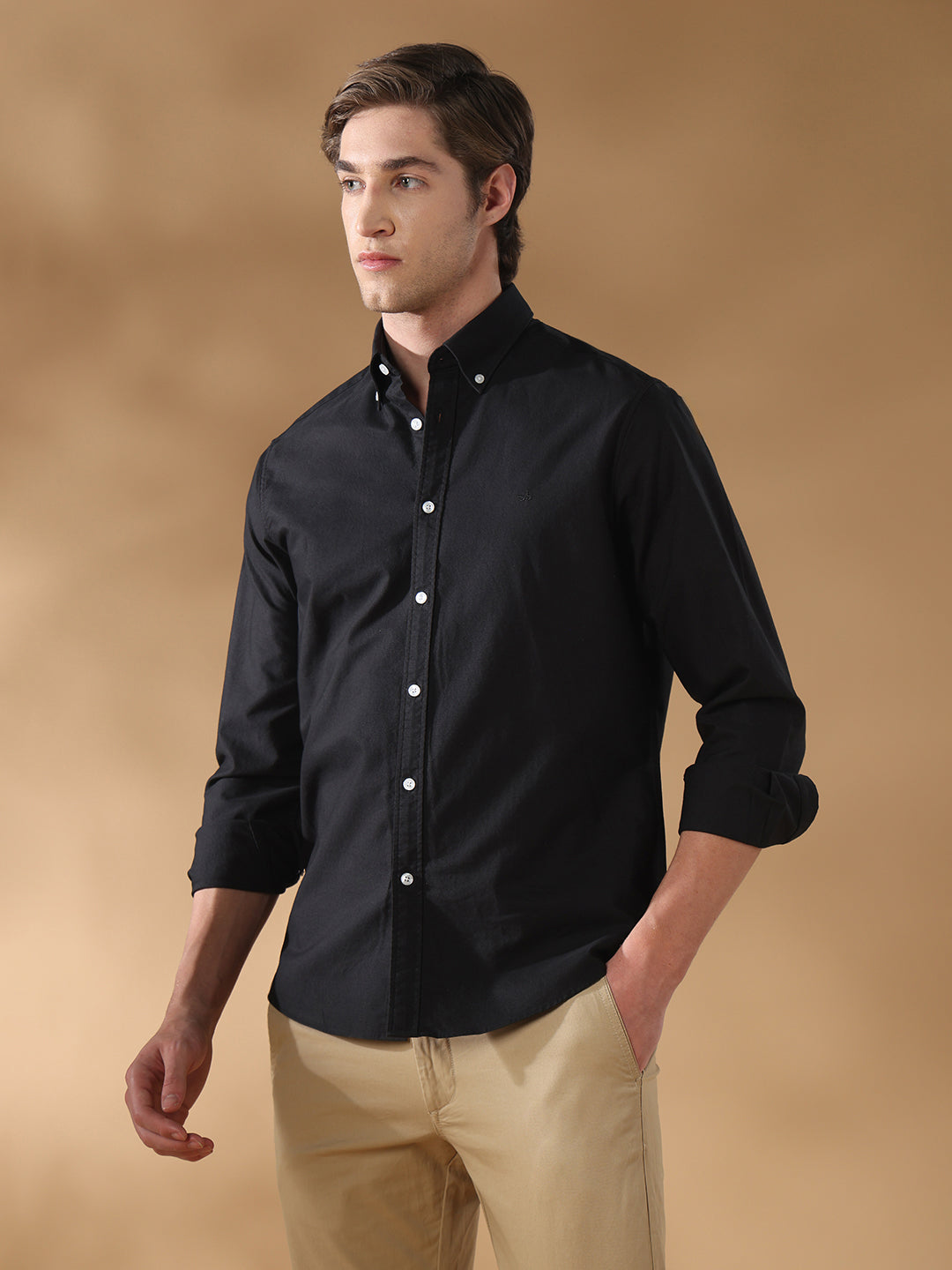 Black Regular Fit Casual Cotton Shirt for men (LAXEN)