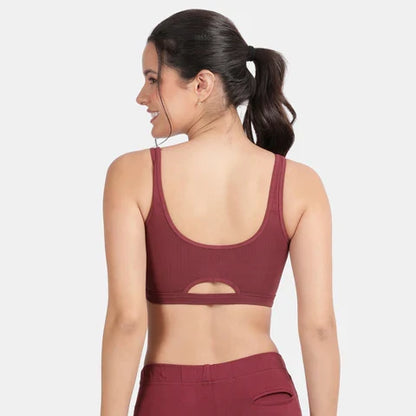 Wine color sports bra Envie non padded non wired full coverage comfortable gym workout bra for daily activewear
