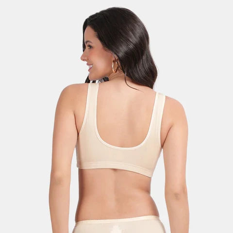 Envie sleeping bra non padded non wired full coverage NVB1022 beige soft breathable cotton night bra for women