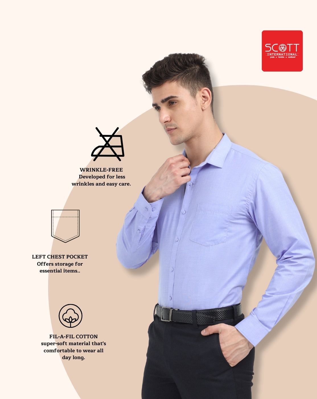 Solid Full Sleeves Wrinkle Free Mens Shirts