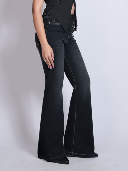 Premium Space Black Washed Bootcut Jeansâ€¨â€¨