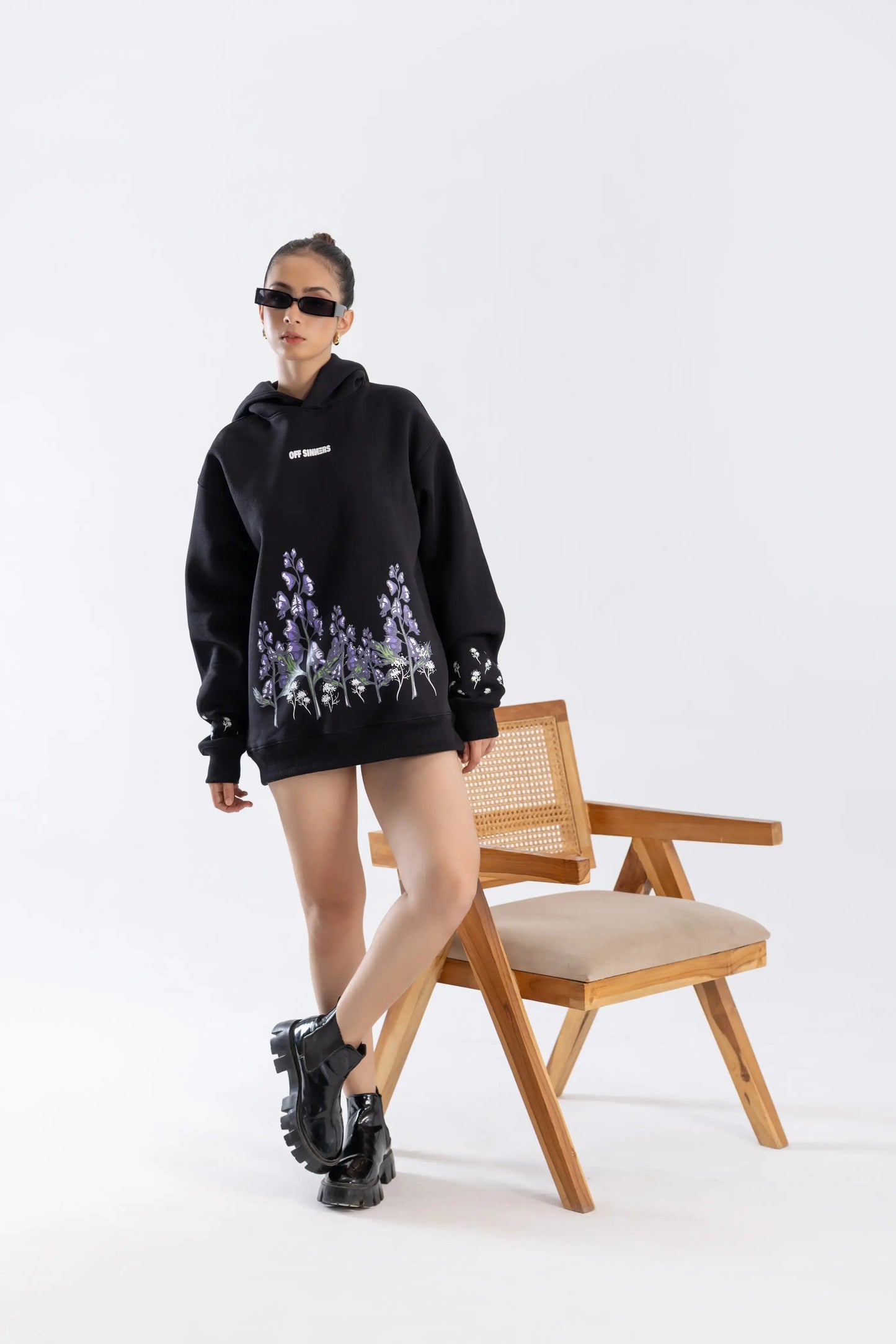 Last Bloom Regular Fit Printed Black Hoodie Off Sinners