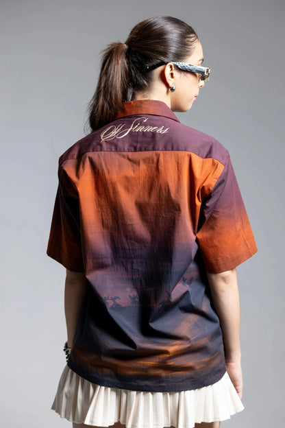 Heaven's Reckoning Oversized Printed Cuban Collar Shirt Off Sinners