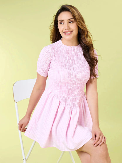 Blush Pink Smocked Mini Dress Zumee