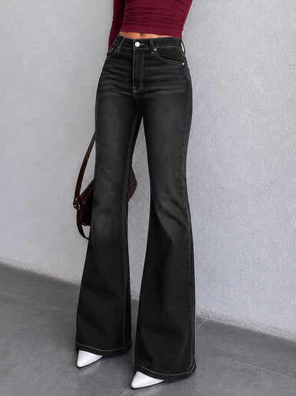 Retro Black Flap Pocket Y2K Bootcut Jeans