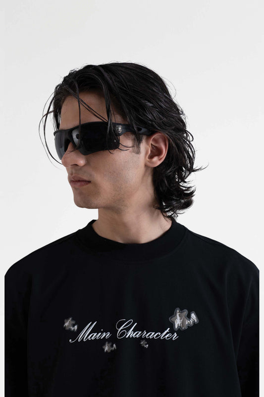 Veni Vidi Vici Printed Black Oversized  T-Shirt