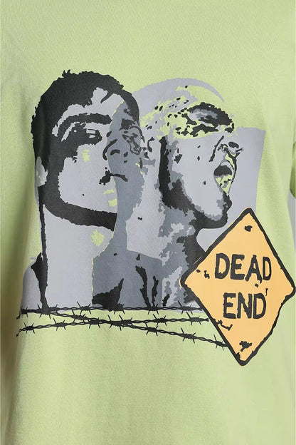 Green Dead End Oversized Printed T-shirt