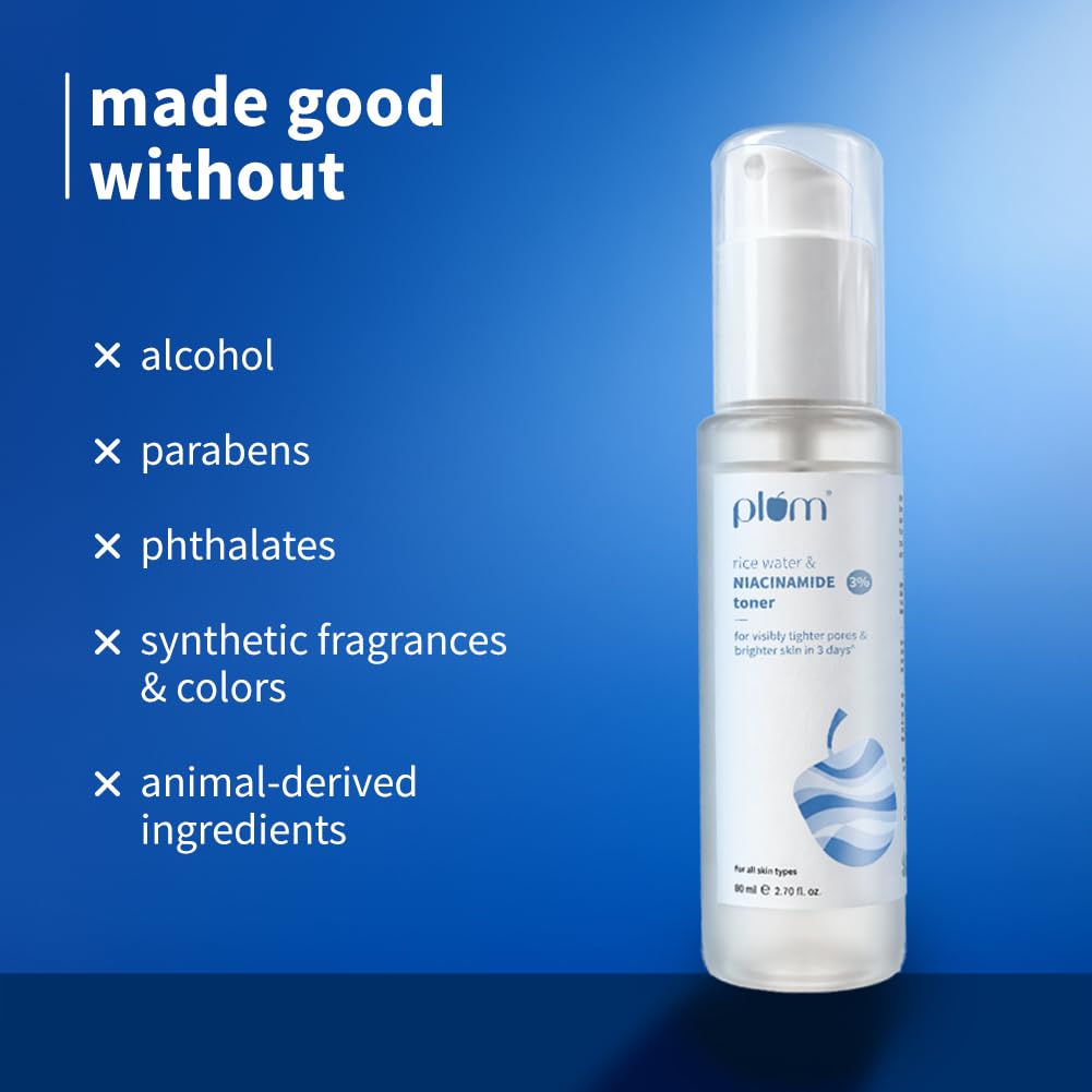 Plum 3% Niacinamide Toner With Rice Water For Clear, Blemish-Free And Hydrated Skin Men & Women