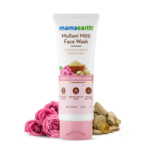 Mamaearth Multani Mitti & Bulgarian Rose For Oil Control & Acne Face Wash 100 ml