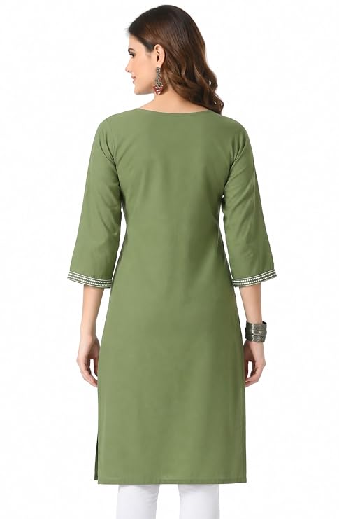 LIBOZA Kurta for Women – Lakhnowi Chikankari Embroidered Ladies Kurti, Stylish Girls Top, Ethnic Full Kurtas, Straight Design Kurtis for Woman