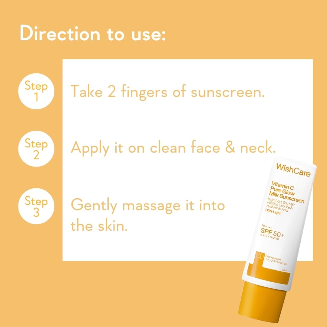 Wishcare SPF 50+ PA++++ Vitamin C Pure Glow Milk Sunscreen 50 g