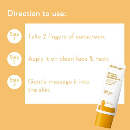 Wishcare SPF 50+ PA++++ Vitamin C Pure Glow Milk Sunscreen 50 g