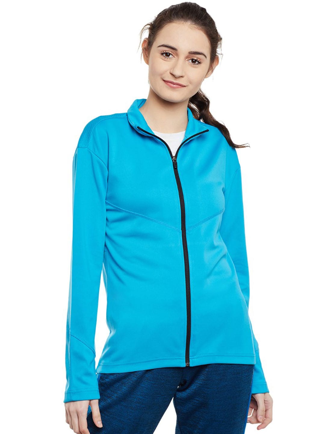 Alcis Women Blue Solid Open Front Jacket 516WJK386 516WJK386-S