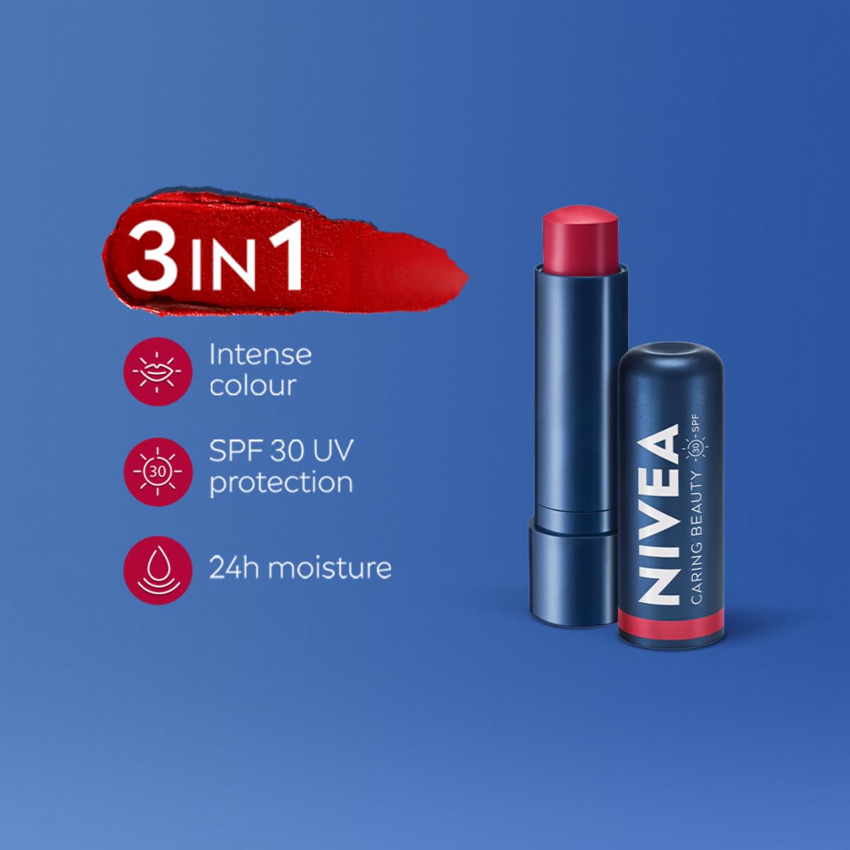 Nivea Red Caring Beauty SPF 30 Lip Balm 4.8 GRAM
