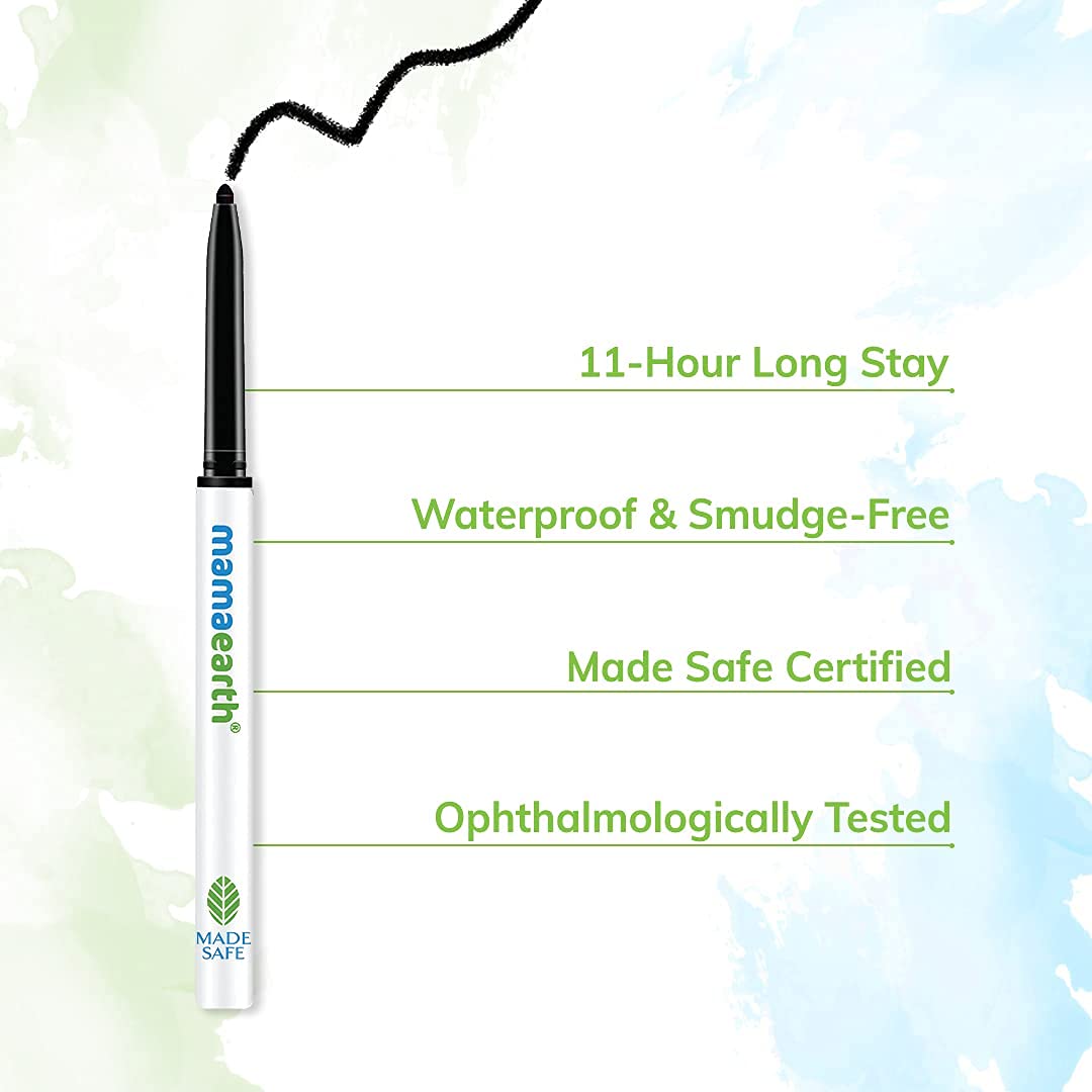 Mamaearth Charcoal Black Long Stay Kajal Waterproof,With Vitamin C & Chamomile For 11-Hour Smudge-Free 0.35 g