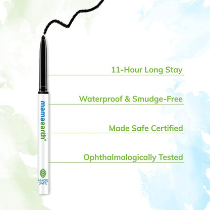Mamaearth Charcoal Black Long Stay Kajal Waterproof,With Vitamin C & Chamomile For 11-Hour Smudge-Free 0.35 g