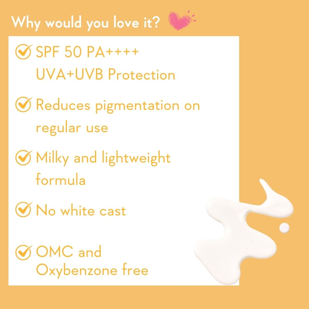 Wishcare SPF 50+ PA++++ Vitamin C Pure Glow Milk Sunscreen 50 g