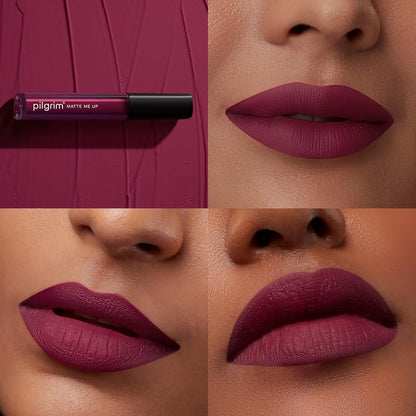 Pilgrim Matte Me Up! All Day Rich Colour Non-Drying And Transfer Proof Liquid Lipstick wine spill 05 3 MILLI_LITRE