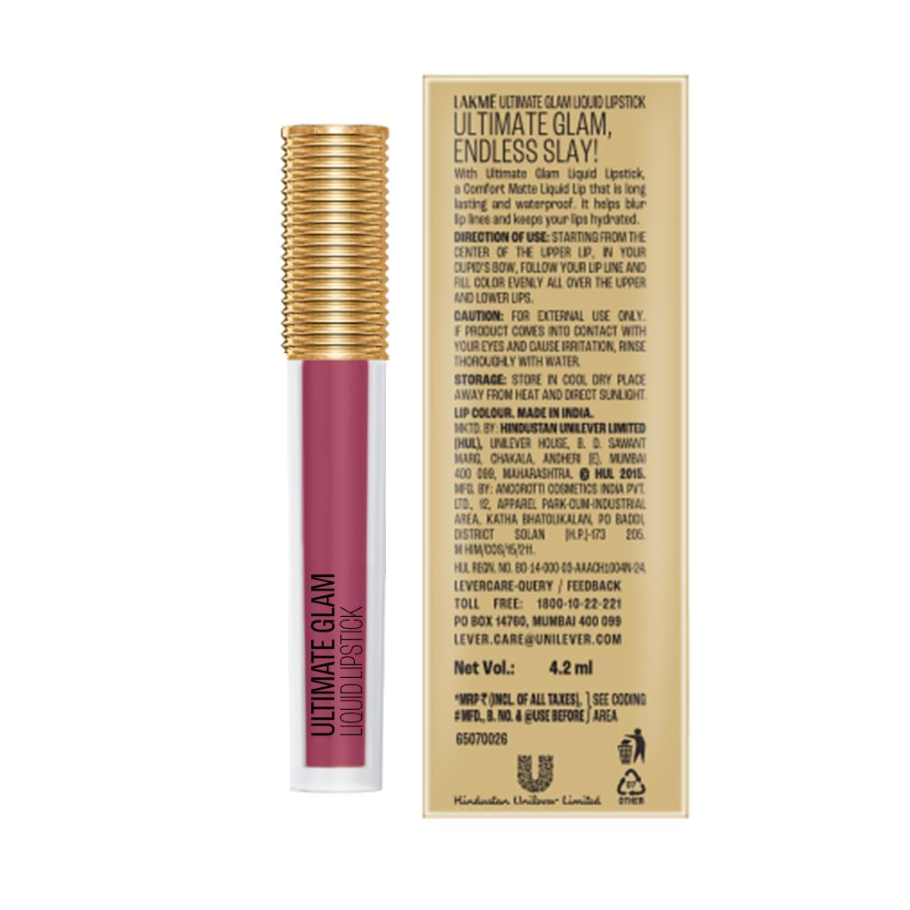 LAKME ULTIMATE GLAM LIQUID LIPSTICK - 27 NUDE HUE 4.2 ml