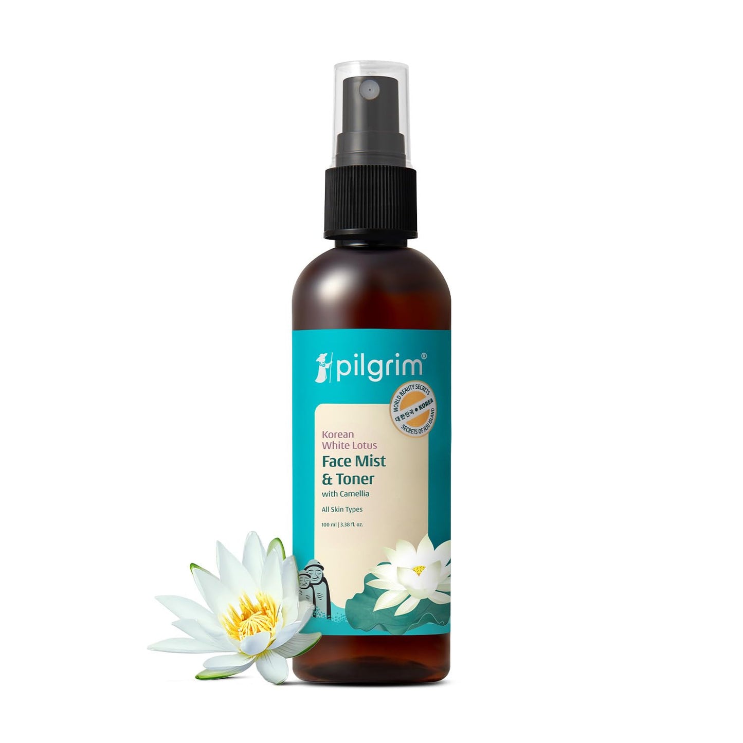 Pilgrim White Lotus Natural Face Mist & Toner With Camellia Witch Hazel| Korean Beauty Formulation|For Better Hydration| Paraben Phthalate Free| Men Women 100 MILLI_LITRE