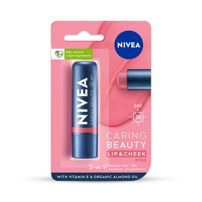 Nivea Rose Caring Beauty SPF 30 Lip & Cheek Balm 4.8 GRAM
