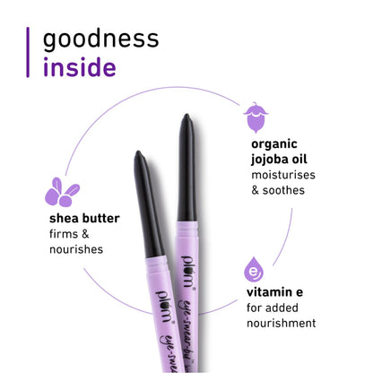 Plum Eye-Swear-By Kohl Kajal | Deep Black| Matte Finish Smudge Proof & Waterproof Black 0.3499999940395355 GRAM