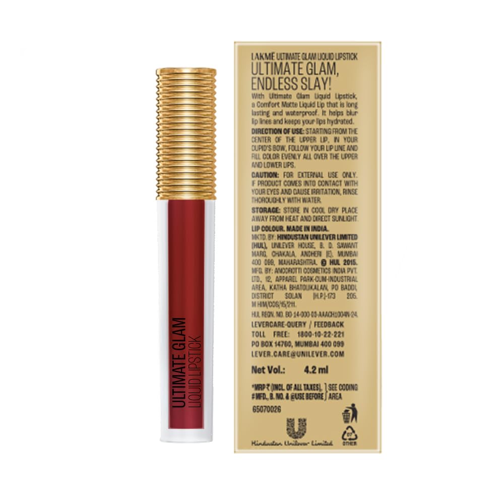 LAKME ULTIMATE GLAM LIQUID LIPSTICK - L2 RED VELVET 4.2 ml