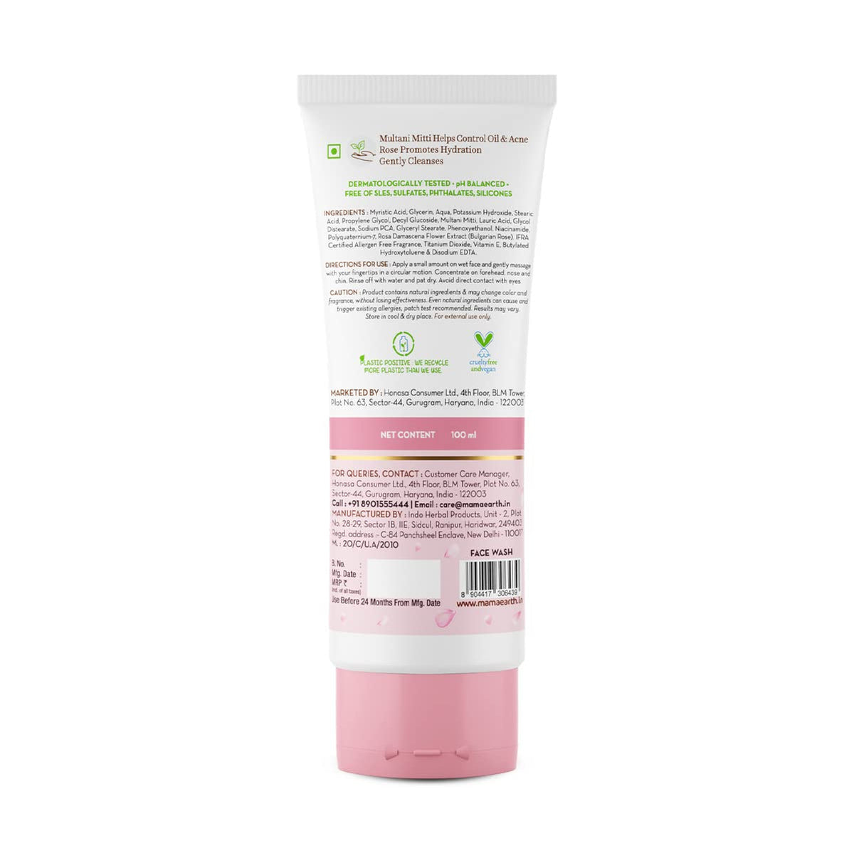 Mamaearth Multani Mitti & Bulgarian Rose For Oil Control & Acne Face Wash 100 ml