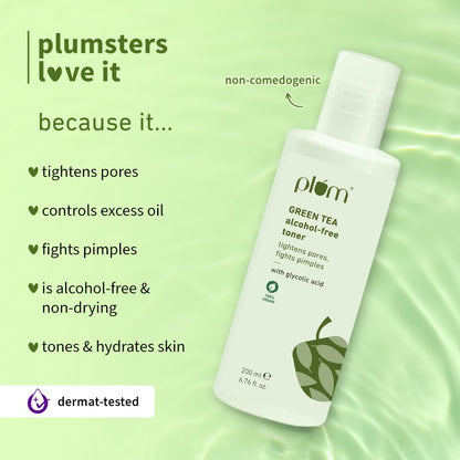 Plum Green Tea Alcohol-Free Toner For Oily, Acne-Prone Skin Clears & Tightens Pores Men Women 200 MILLI_LITRE