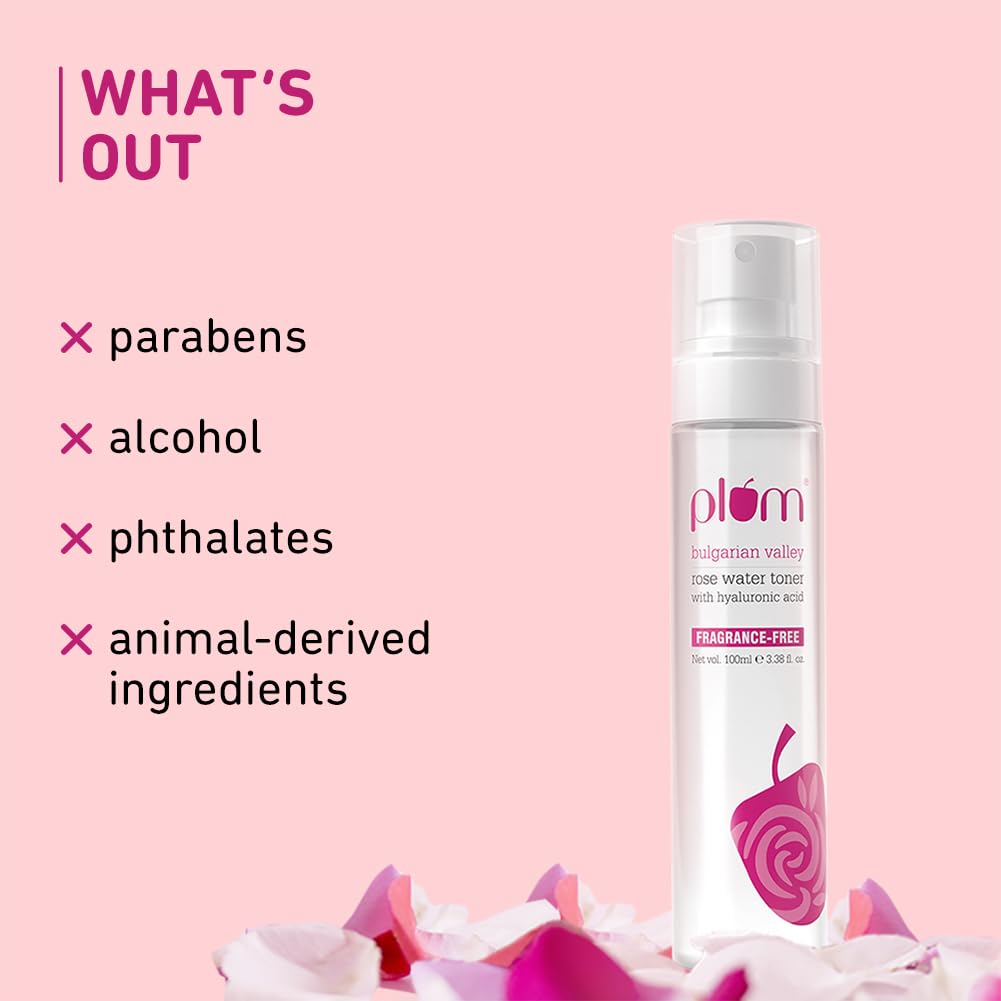 Plum Bulgarian Valley Rose Water Toner With Hyaluronic Acid & Extracts Men Women 100 MILLI_LITRE