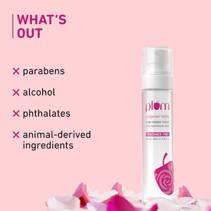 Plum Bulgarian Valley Rose Water Toner With Hyaluronic Acid & Extracts Men Women 100 MILLI_LITRE