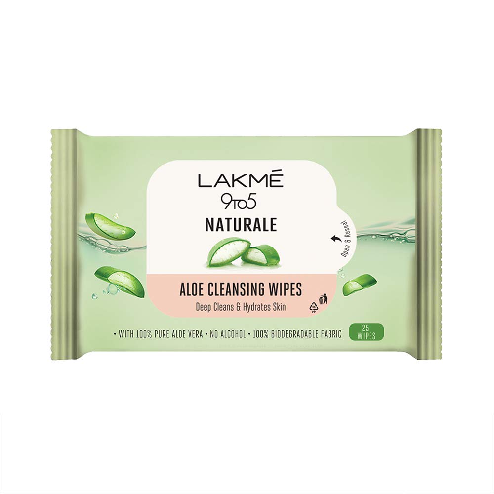 Lakme 9 To 5 Natural Aloe Cleansing Wipes 25 PIECES