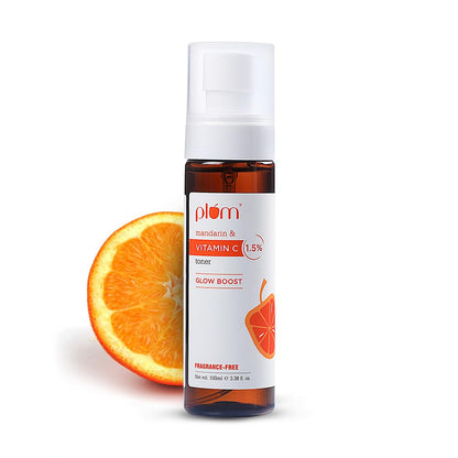 Plum 1.5% Vitamin C Toner With Mandarin For Glowing Skin Improves Uneven Tone Men & Women 100 MILLI_LITRE