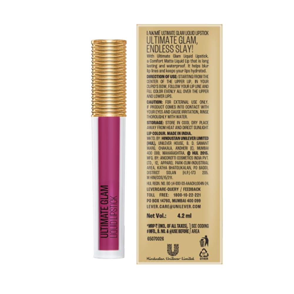 LAKME ULTIMATE GLAM LIQUID LIPSTICK - 13 NUDE PINK 4.2 ml