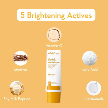 Wishcare SPF 50+ PA++++ Vitamin C Pure Glow Milk Sunscreen 50 g