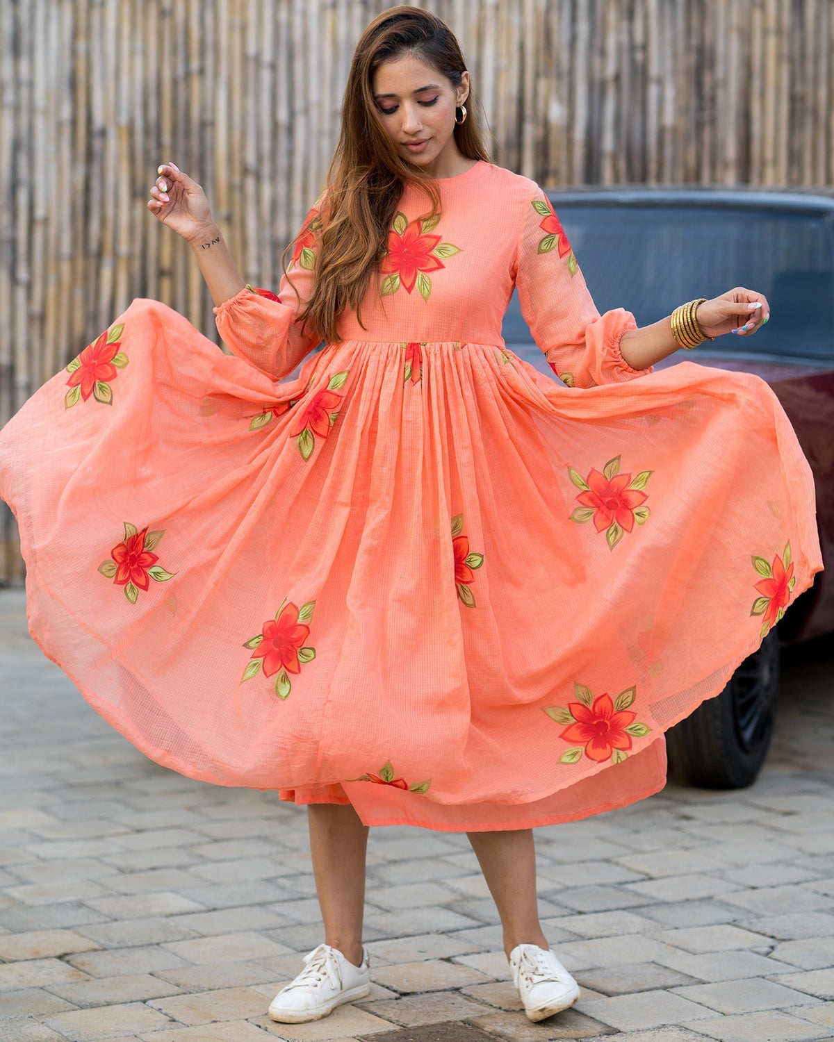 PEACHY BLOOM MAXI DRESS