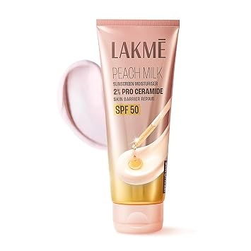 LAKME PEACH MILK SUNSCREEN MOISTURISER 2% PRO CERAMIDE SPF 50