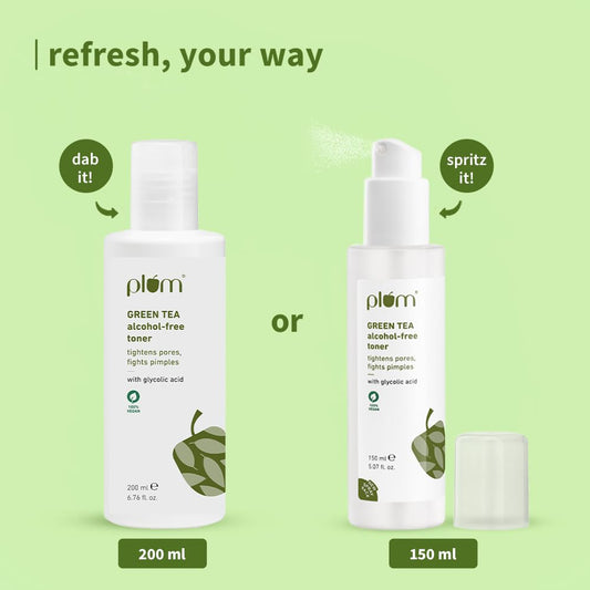 Plum Green Tea Alcohol-Free Toner For Oily, Acne-Prone Skin Clears & Tightens Pores Men Women 200 MILLI_LITRE