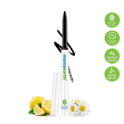 mamaearth Charcoal Black Long Stay Kajal with Vitamin C & Chamomile for 11-Hrs Smudge-Free - Black 0.7 g